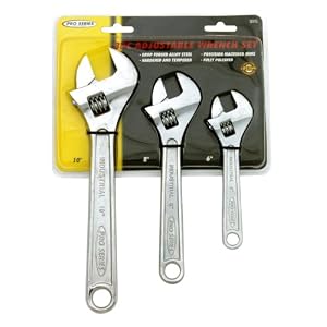 KR Tools 10193 Pro Series 3-Piece Adjustable Wrench Set by 