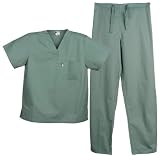 Unisex Solid Color Scrub Set - Sage