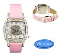 Girls Me To You Watch with Pink Faux Leather Durable Strap and White Dial, with Bling