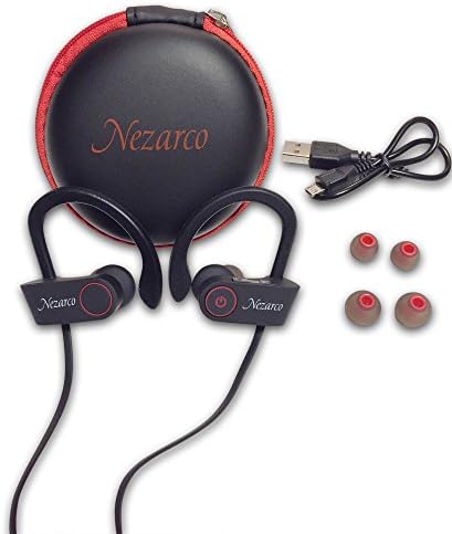 Bluetooth Headphones Sport Wireless Earbuds Headset By Nezarco Over the Ear Earphones with Noise Cancelling Sweatproof/waterproof Stream Music Hands-free Call with Mic Apple Iphone 6s 6 6 Plus 5 5s 4s