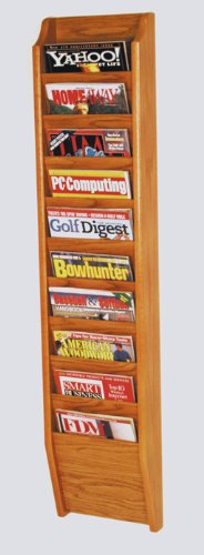 Wooden Mallet 10 Pocket Magazine Wall Rack in Medium Oak
