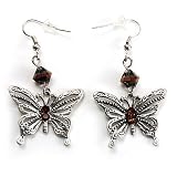 41NnmV6z8EL. SL160  Romantic Crystal Butterfly Drop Earrings (Antique Silver)