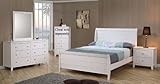 4pc Full Size Sleigh Bedroom Set Cape Cod Style in White Finish