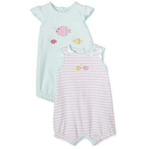 Little Me Fish Pals Romper, Teal, 2 Pack