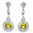 14K White Gold Peridot and Diamond Earrings