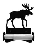 Iron Traditional Style Moose Toilet Roll Tissue Holder - Black Metal