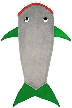 Yicat Creative Shark Bite Shape Double-layer Warm Sleeping Bag Blanket for Kids Children 4 Colors (Green/Gray)