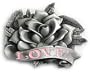 ROSE LOVE Belt Buckle Tattoo Rockabilly Pink