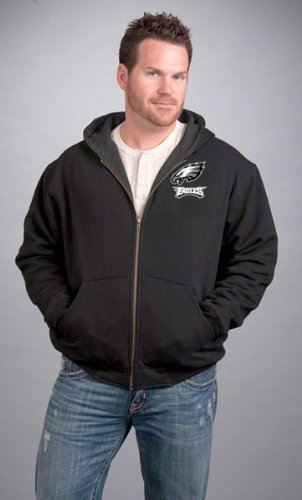 Philadelphia Eagles Jacket: Black Reebok Hooded Craftsman Jacket