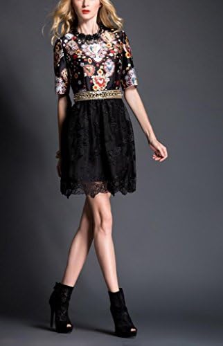 RoyalAdele New Spring Womens Elegent Romantic Print Beaded One-piece Dress