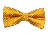 100% Silk Woven Yellow Gold Pindot Self-Tie Bow Tie