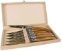 Laguiole Boxed Set of 6 Stainless Steel Steak Knives Olive Wood Handles Pierre Dubost Authentic French Import