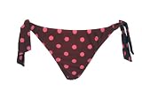 Hobie Balboa Side Tie Pant, Brown w/Pink Dots Bikini Bottom (Large)