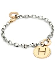 Rebecca "Word" Rose Gold Over Bronze Letter "H" Bracelet