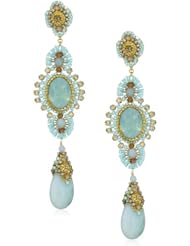 Miguel Ases Amazonite Long Drop Earrings