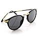 zeroUV Vintage Inspired Round Horned Rim P-3 Frame Retro Sunglasses (Shiny Black-Gold)