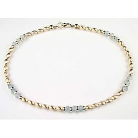 AQUAMARINE 14Kt Gold Filled Gemstone Ankle Bracelets: Handmade Jewelry with... by 