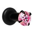 8 Gauge Black Pink Cubic Zirconia Plug