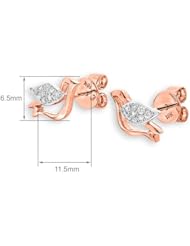 (X1000Diamond) 18K/750 Rose & White Gold Love & Peace Bird Diamond Stud Earring (0.14 cttw, G-H Color, VS2-SI1 Clarity)