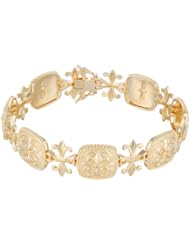 18k Gold Over Sterling Silver Fleur De Lis Royal Bracelet
