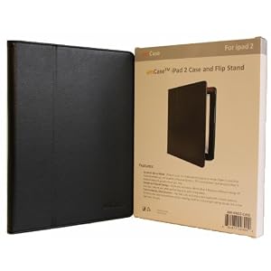 AM amCase Leather Case Cover and Flip Stand (Black) for Apple iPad 2/iPad 3 (the new iPad)
