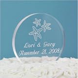 Beach Wedding Acrylic Round Cake Topper Customize: Yes by 