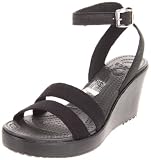 crocs Women's Leigh Wedge Sandal,Black,8 M US