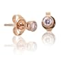14k Rose Gold Pink Diamond Bezel Set Stud Earrings (1/6 cttw)