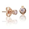Rose Gold Pink Diamond Bezel Set Stud Earrings