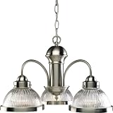 Progress Lighting P4094-09 3-Light Chandelier with Clear Prismatic Glass Shades, Brushed Nickel