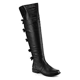 ADRIANA KRISTEN-02 Women's Over The Knee High Pull On Low Heels Riding Boots, Color:BLACK, Size:9