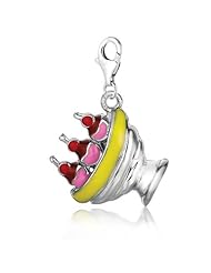 Sterling Silver & Enamel clip-on banana split charm