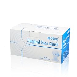 Motex Flat Shape Surgical Face Mask, Earloop, 3 Ply, Box of 50, No Polybag