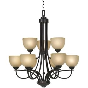 Franklin Iron Works Bennington Collection 9-Light Chandelier