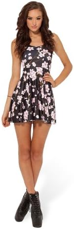 Fashionjack Summer Pleated Print Cherry Blossom Reversible Skater Pleated Dress