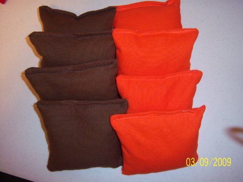 Cornhole Bags ACA Regulation 4 Brown & 4 Orange
