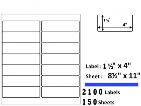 2100 Shipping Labels 1.33"x4" Mailing Address 150 Sheets Compare to Avery 5162 5262 5962