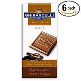 Ghirardelli Chocolate Luxe Milk & Dark Duet Bar, 3-Ounce Bars (Pack of 6)