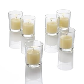 Set of 144 Votive Holders and 144 Votive Candles, Ivory Unscented