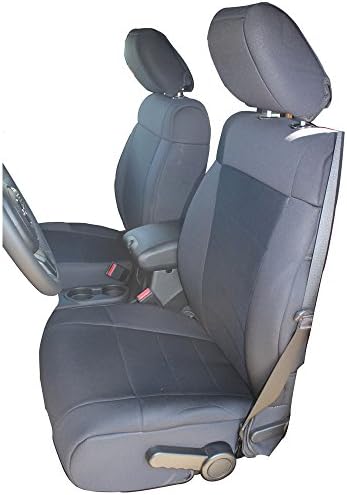 INNOCESSORIES Neoprene Jeep Wrangler Front Seat Covers fit 2007-2010 Jeep Wrangler Jk Unlimited 4 Door Compatible With Seat-Mounted Side Airbag Solid Black