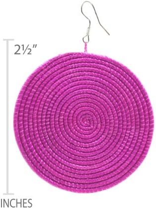 Maisha Fair Trade Woven Grass & Straw Circle Drop Earring