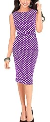 Sexy Polka Dot Print Sleeveless Belted Bodycon Dress 
