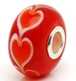 Red Pure Heart Love .925 Sterling Silver Core Murano Glass Bead