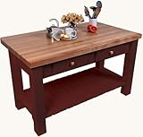 John Boos Grazzi Kitchen Island with Breakfast Bar, Barn Red