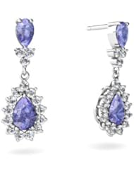 Genuine Tanzanite 14kt White Gold Dangle Drop Earrings