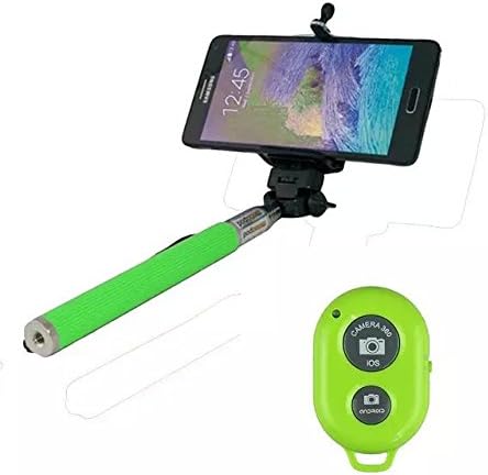 Universal Extendable Self Portrait Selfie Handheld Stick Monopod with Smartphone Adjustable Phone Holder and Bluetooth Remote Wireless Shutter for iPhone Samsung and other IOS and Android Smartphone Green