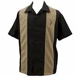 'Mobster Special' Retro Bowling Shirt w/Pin Stripe Panels