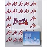 Atlanta Braves Combo 7 Piece Frosty Bathroom Set & 3 Piece Bath Rug Set