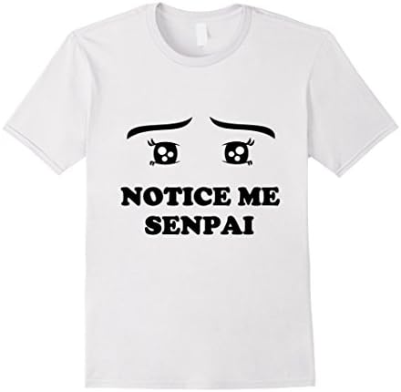 Men's Notice Me Senpai Anime Eyes Kawaii Manga Style Medium White
