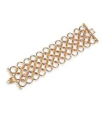 Gold Tone Round Solid Chain Link Extra Wide Bracelet